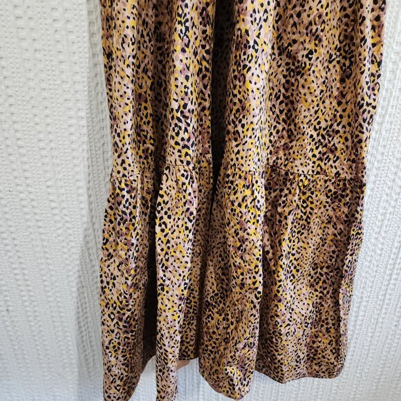 WAYF Plaza Cheetah Cut Out Tiered Women's Maxi Dress Size XS Anthropologie - Picture 6 of 14